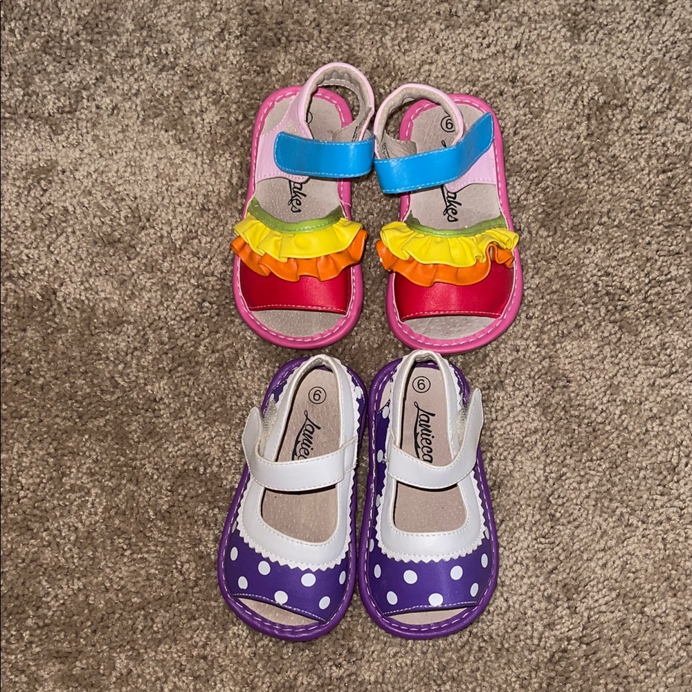 Colorful Kids Sandals with Ruffles and Polka Dots